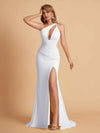 Sexy Mermaid One Shoulder Key Hole Long Bridesmaid Dresses Uk Slit