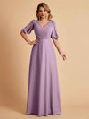 Elegant Chiffon Half Sleeves V-Neck Mother of the Brides Dresses UK Online