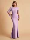 Elegant Mermaid Chiffon Half Sleeves Scoop Mother of the Brides Dresses Online