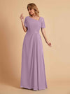 Elegant A-Line Chiffon Short Sleeves V-Neck Mother of the Brides Dresses Online