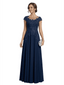 Elegant A-Line Lace Appliques Jewel Cap Sleeves Mother of The Bride Dresses