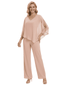 Modern Mother of The Groom Outfit Pretty V-Neck Chiffon PantSuit