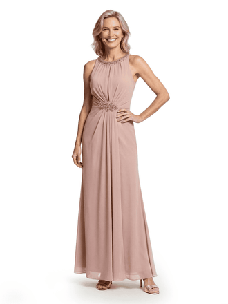 Fancy Halter Sleeveless Lace Appliques Chiffon Long Mother of the Bride dresses