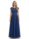Exquisite Cap Sleeves Lace Applique Floor Length Maxi Mother Of The Bride Dress