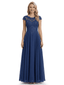Exquisite Cap Sleeves Lace Applique Floor Length Maxi Mother Of The Bride Dress