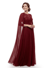 Chicsew Mother of The Bride Dresses Jewel Long Sleeves Chiffon Gown Formal Wedding Event Dress