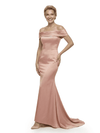 Elegant Off Shoulder Sleeveless Ruched Floor-Length Mother Of The Bride Dress