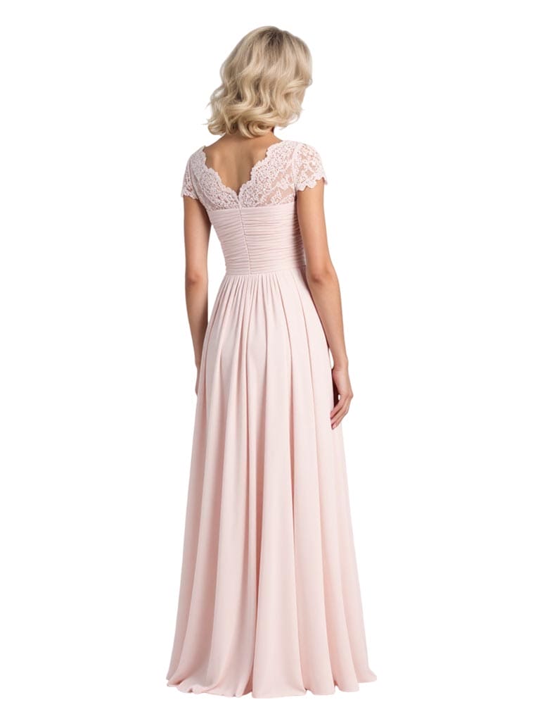 Elegant V-neck Cap Sleeves Ruffles Chiffon A-Line Mother of The Bride Dresses