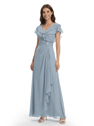 Fancy Cap Sleeves Chiffon Mother of the Groom Dresses Formal Wedding