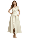 Elegant Off The Shoulder Satin Short Mother Of The Bride Dresses Overskirt