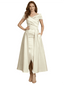 Elegant Off The Shoulder Satin Short Mother Of The Bride Dresses Overskirt