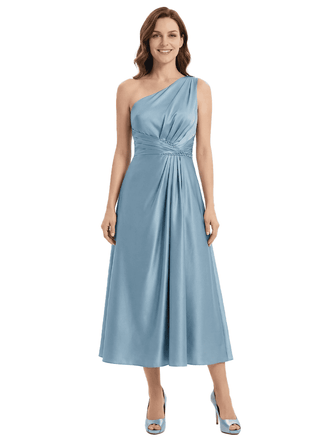 Simple Satin Tea Length Mother of the Bride Dresses A-Line Modern Wedding Party