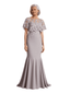 Elegant Short Sleeves Lace Crepe Mermaid Mother of The Bride Dresses