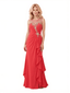 Sexy Scoop Sleeveless Ruffles Lace Chiffon Sheath Mother of The Bride Dresses