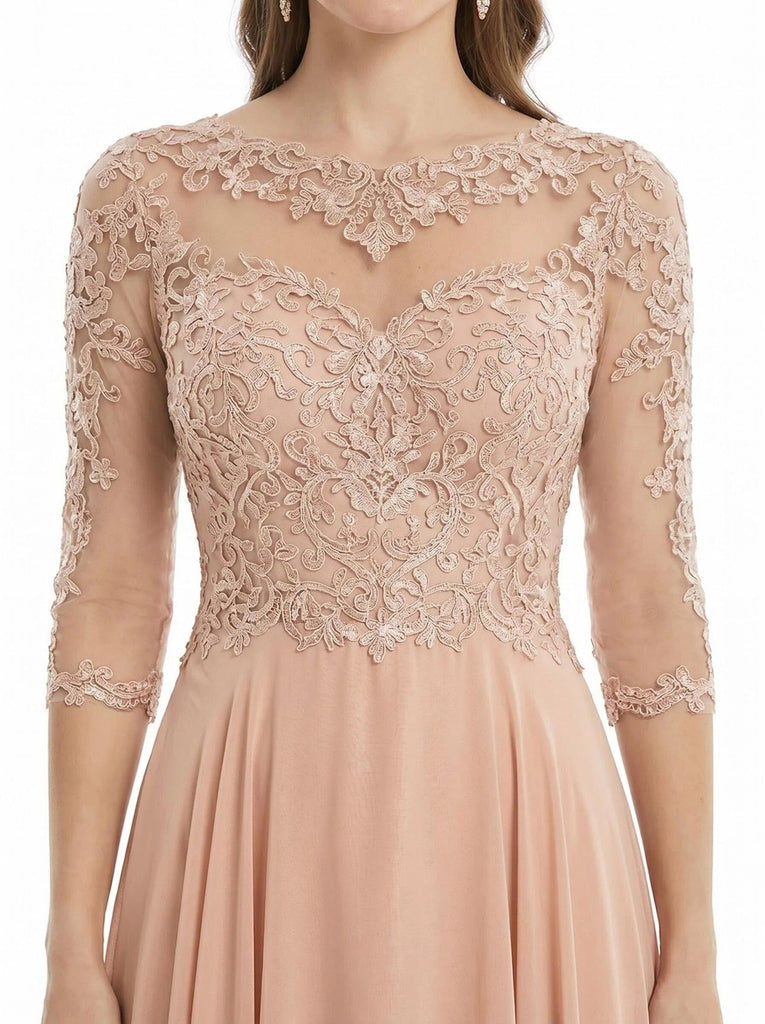 Trendy Lace Applique A-line Mother of The Bride Gown With Sleeve