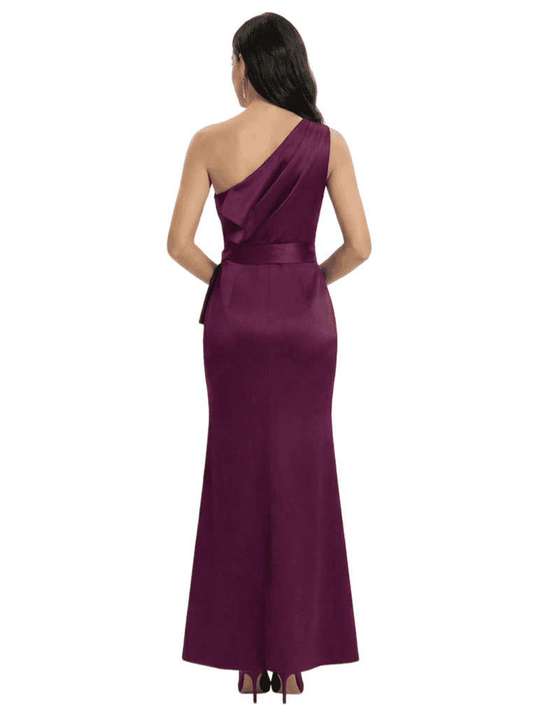 Fancy One Shoulder Bow Knot Satin Mother Of The Bride Dress Mermaid Gown