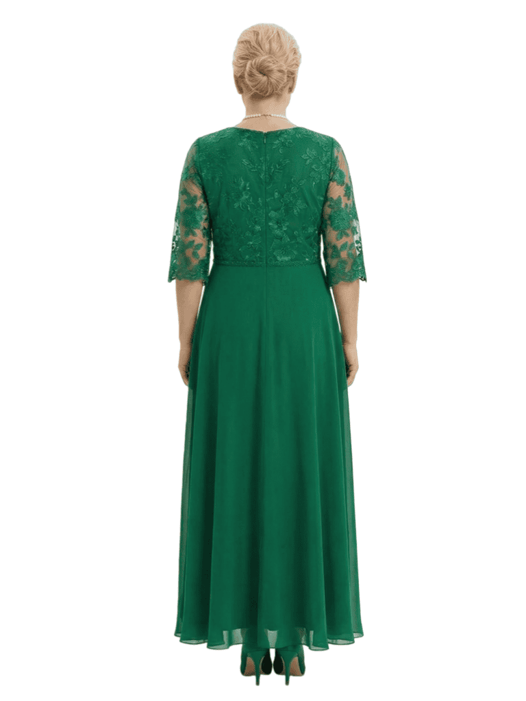 Modern Plus Size A-Line V-Neck Half Sleeves Mother Of The Bride Dress Chiffon Gown