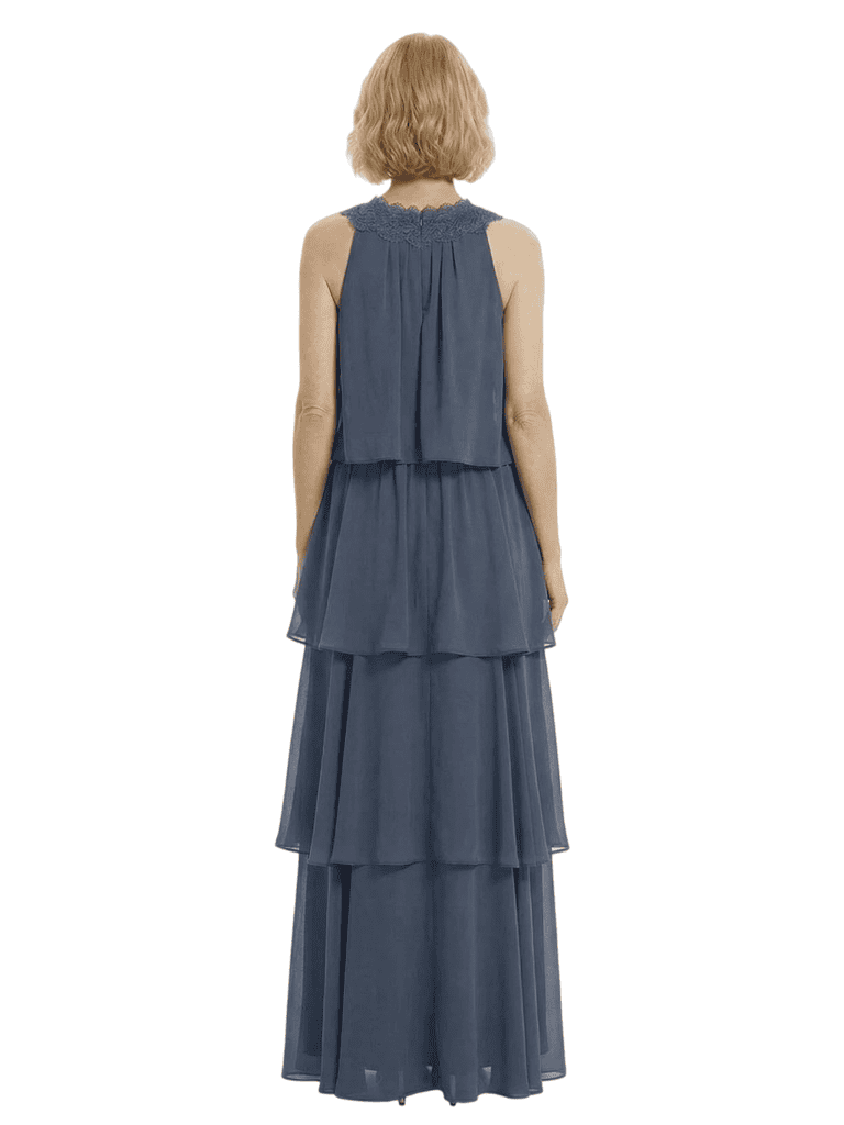 Beautiful Halter Sleeveless Chiffon Tiered Maxi Modern Mother of The Groom Dresses
