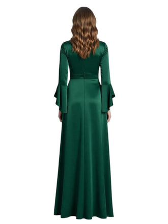 Elegant V-Neck Bell Long Sleeves Ruffles Mermaid Mother Of The Bride Dresses