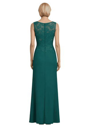 Elegant Scoop Sleeveless Ruffles Lace Chiffon Mermaid Mother of The Bride Dresses