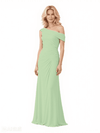 Elegant Asymmetric A-Line Ruched Chiffon Long Mother Of The Bride Groom Dresses
