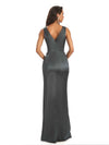 Soft Satin Front Slit V-neck Floor-Length Long Prom Dresses Online