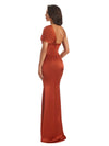 Soft Satin Side Slit One Shoulder Cap Sleeve Floor-Length Mermaid Bridesmaid Dresses UK