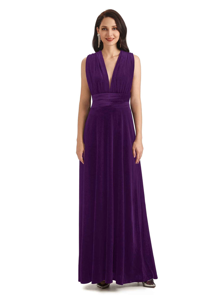 Convertible Sexy A-Line Velvet Long Bridesmaid Dresses Online - ChicSew chicsewuk Convertible Sexy A-Line Velvet Long Bridesmaid Dresses Online - ChicSew chicsewuk