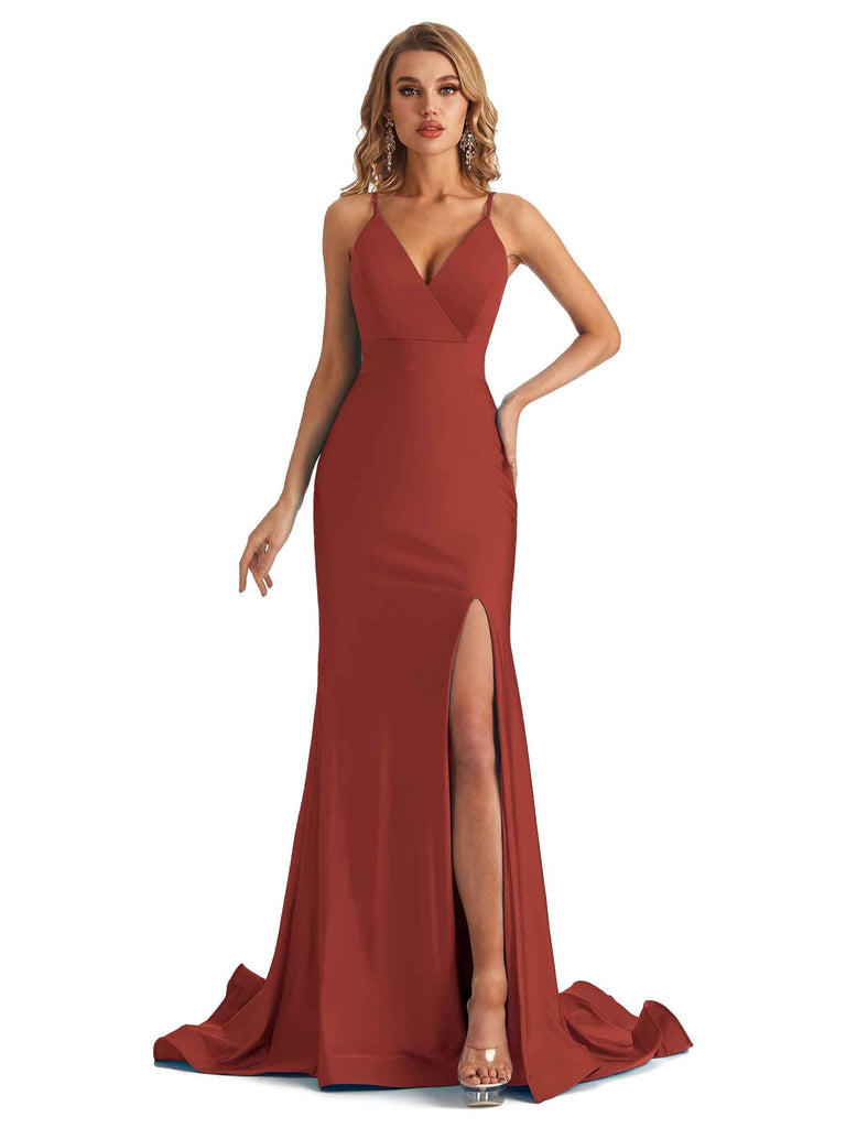 Sexy Mermaid Halter Side Slit Stretchy Jersey Long Formal Bridesmaid Dresses - ChicSew chicsewuk Sexy Mermaid Halter Side Slit Stretchy Jersey Long Formal Bridesmaid Dresses - ChicSew chicsewuk