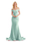 Sexy Mermaid Off The Shoulder Stretchy Jersey Long Formal Prom Dresses Online