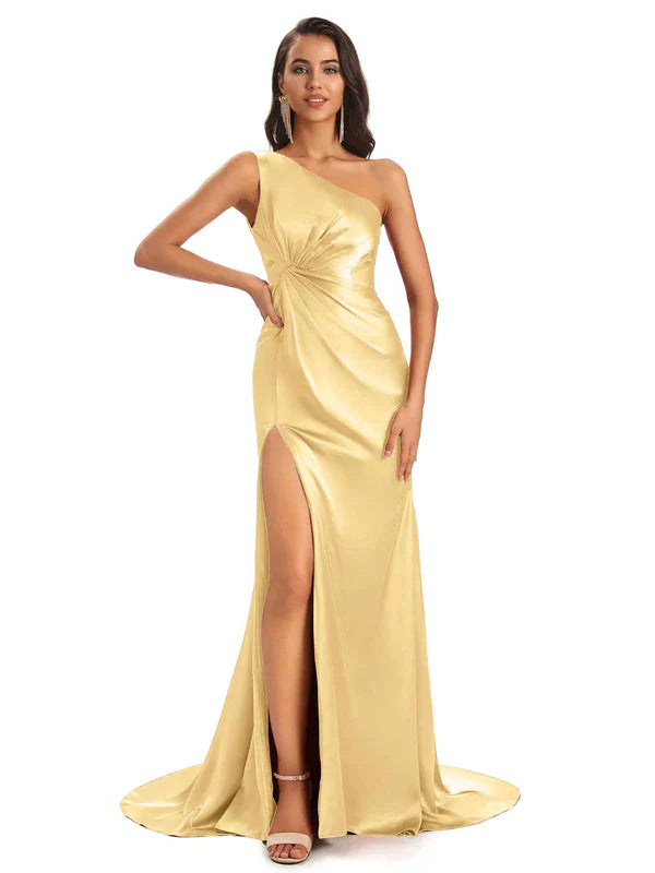 Mismatched Gold Sexy Side Slit Mermaid Soft Satin Long Bridesmaid Dres chicsewuk Mismatched Gold Sexy Side Slit Mermaid Soft Satin Long Bridesmaid Dres chicsewuk