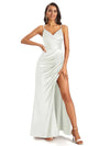 Mix and Match Ivory Sexy Side Slit Mermaid Soft Satin Long Bridesmaid Dresses Online