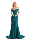 Sexy Mermaid Off The Shoulder Stretchy Jersey Long Formal Prom Dresses Online