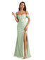 Sexy Off The houlder Sweetheart Soft Satin Side Slit Mermaid Long Bridesmaid Dresses UK