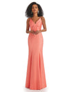 Sexy Soft Satin Spaghetti Straps V-neck Floor-Length Mermaid African Prom Dresses