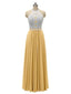 Top Lace Halter Chiffon Floor Length Bridesmaid Dresses