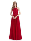 Lace Top Halter Chiffon Floor-Length Bridesmaid Dresses