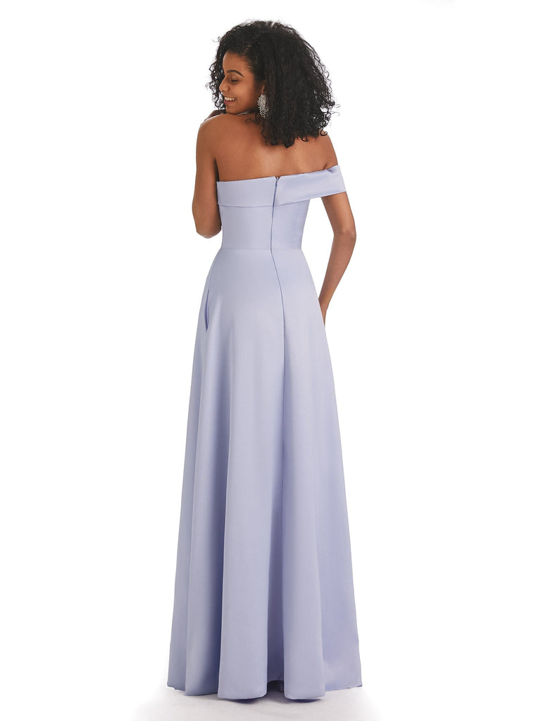 Simple Satin One Shoulder Floor-Length African Satin Prom Dresses