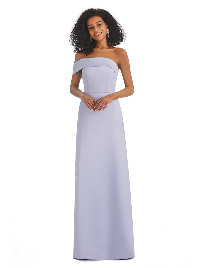 Simple Satin One Shoulder Floor-Length African Satin Prom Dresses