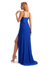 Sexy Side Slit Spaghetti Straps Stretchy Jersey Long Formal Ladies Wedding Guest Dresses UK