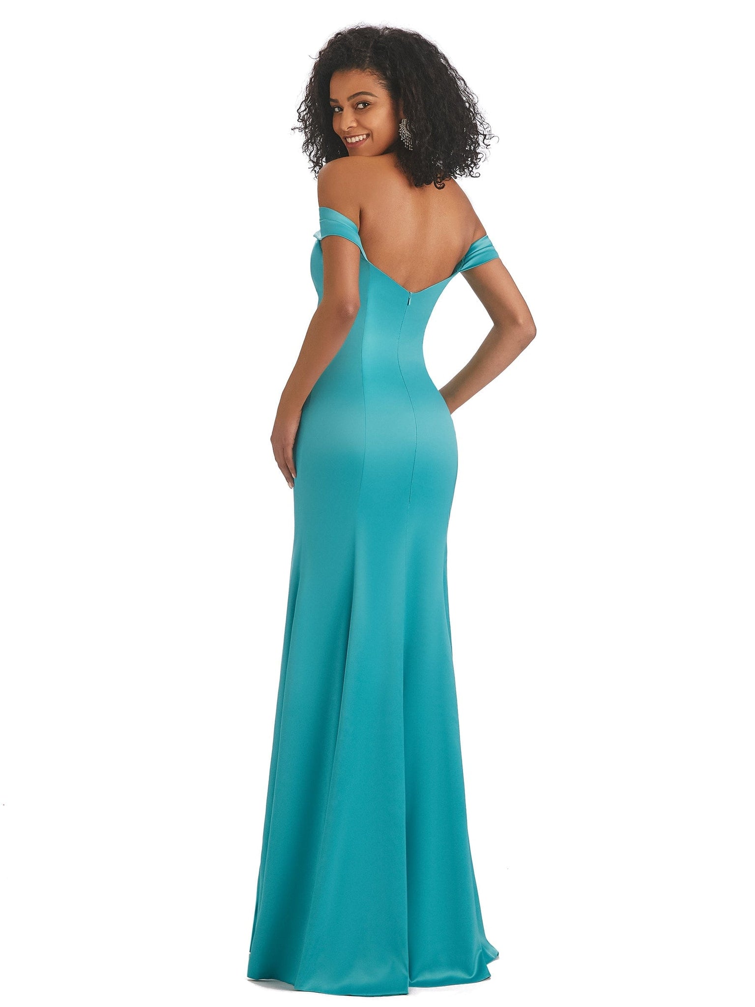 Simple Off Shoulder Soft Satin Mermaid long Long Afridan Prom Dresses