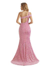 Sequin Mermaid One shoulder Side slit Floor-length Long Party Prom Dresses