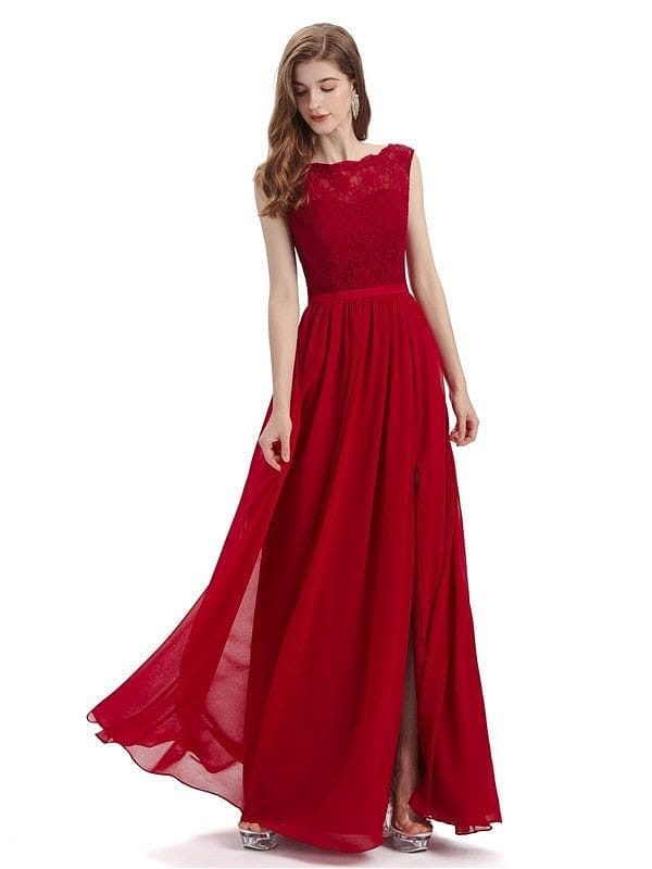 A-line Cheap Top Lace Floor-Length Bridesmaid Dresses