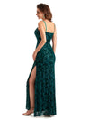 Sexy Side Slit Spaghetti Straps Lace Velvet Long Formal Bridesmaid Dresses Online