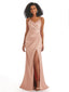 Spaghetti Straps Mermaid Soft Satin Side Slit Floor-Length African Prom Dresses