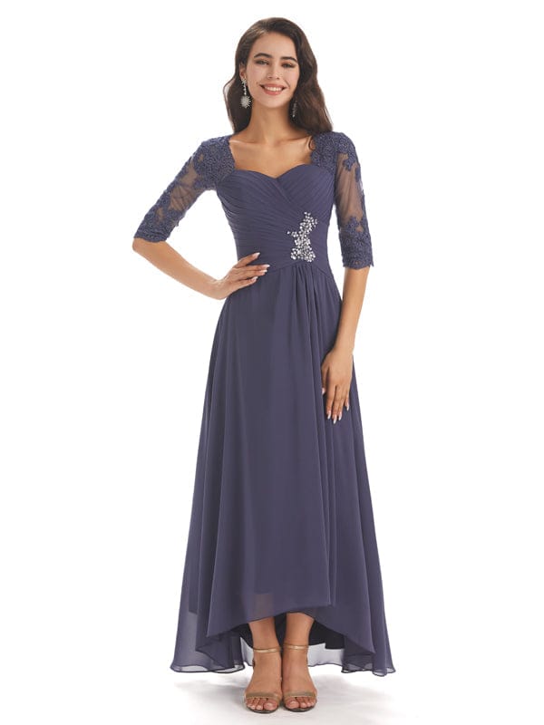 Elegant Chiffon Long Sleeves High-Low Mother of The Bride Dresses And Jacket