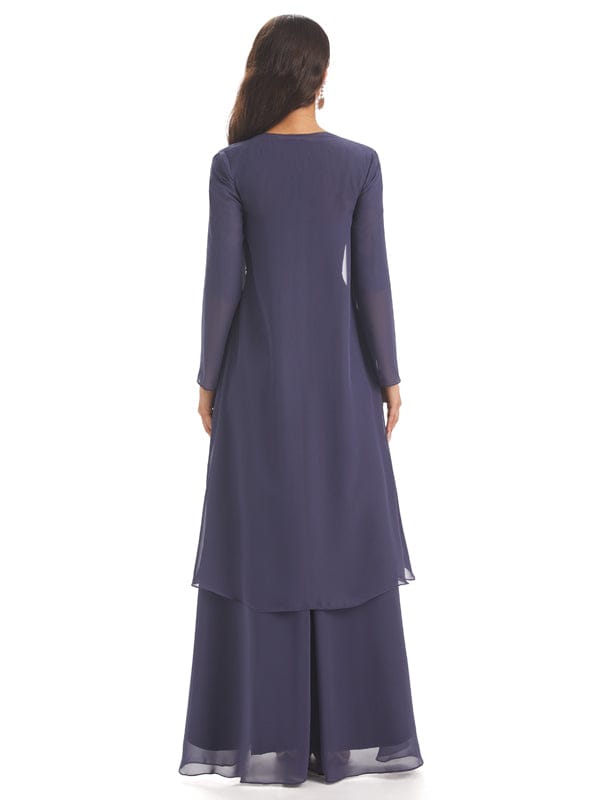 Elegant Chiffon Long Sleeves High-Low Mother of The Bride Dresses And Jacket