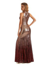 Sparkly Sequin Mermaid Sleeveless Bateau Floor-length Long Party Prom Dresses