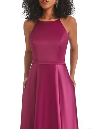 Elegant Soft Satin A-line Halter Silky African Bridesmaid Dresses Online Sale