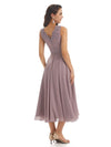 Elegant A-line Chiffon Lace Beaded V-neck Short Mother Of The Bride Dresses And Jacket